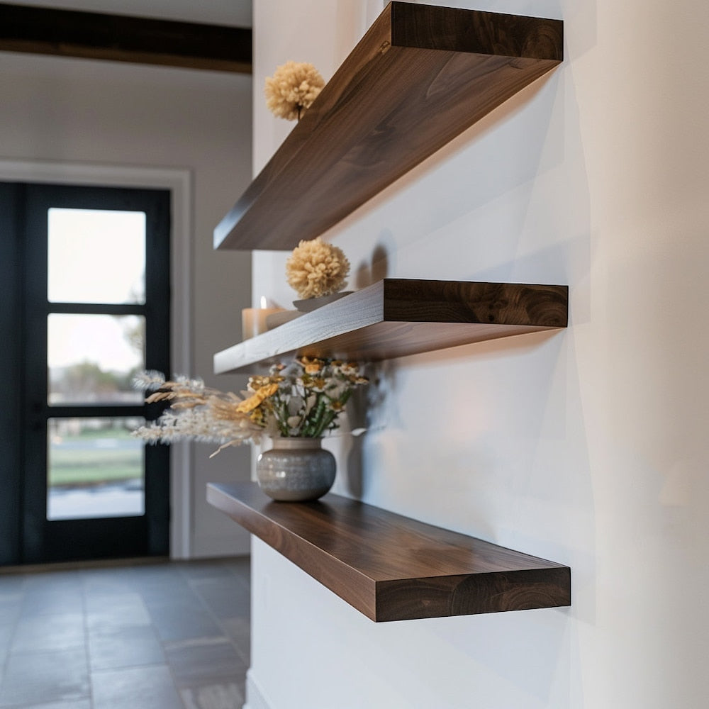 Walnut Floating Shelf, Custom Dark Wood Shelf, Espresso Wood, Handmade Walnut Wall Shelf, Black Walnut Shelf