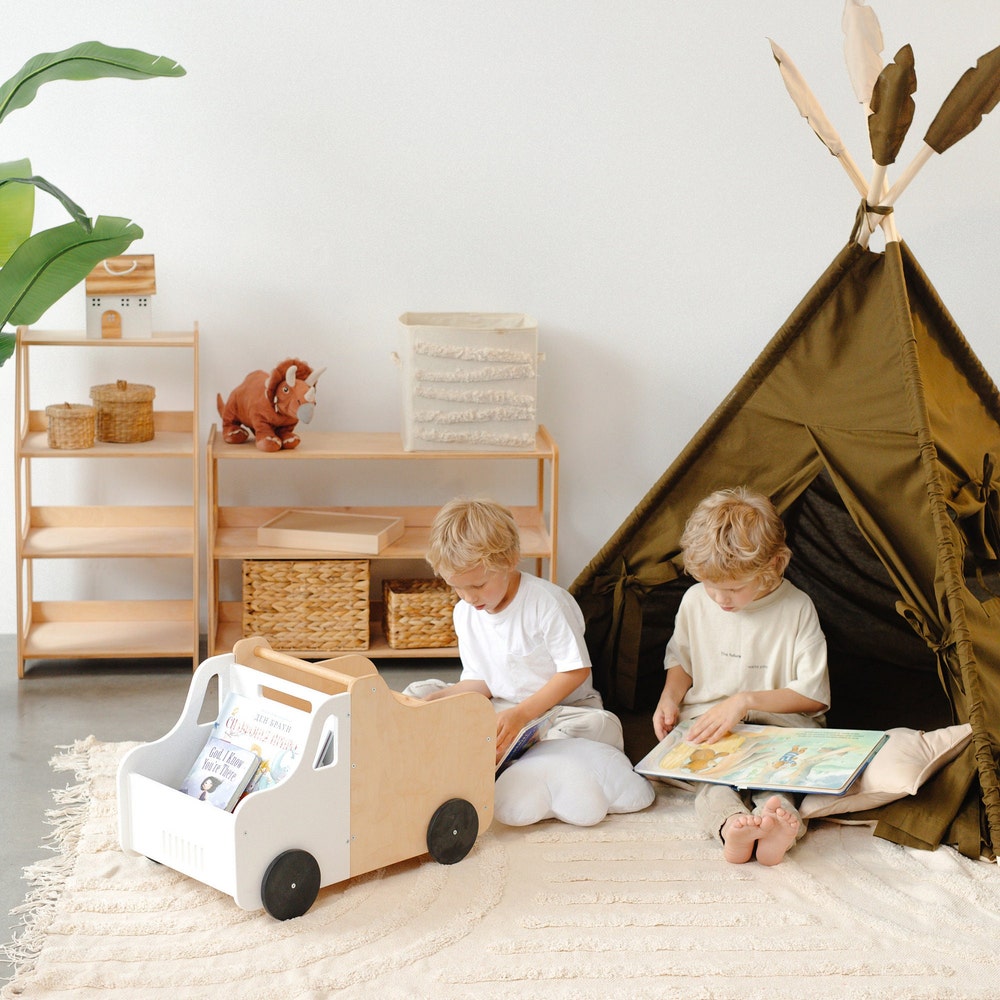 Toys Box Truck - Toddler Furniture, Montessori bookshelf, Baby Shower Gift, Playroom Storage, Nursery Organizer, First Christmas Present