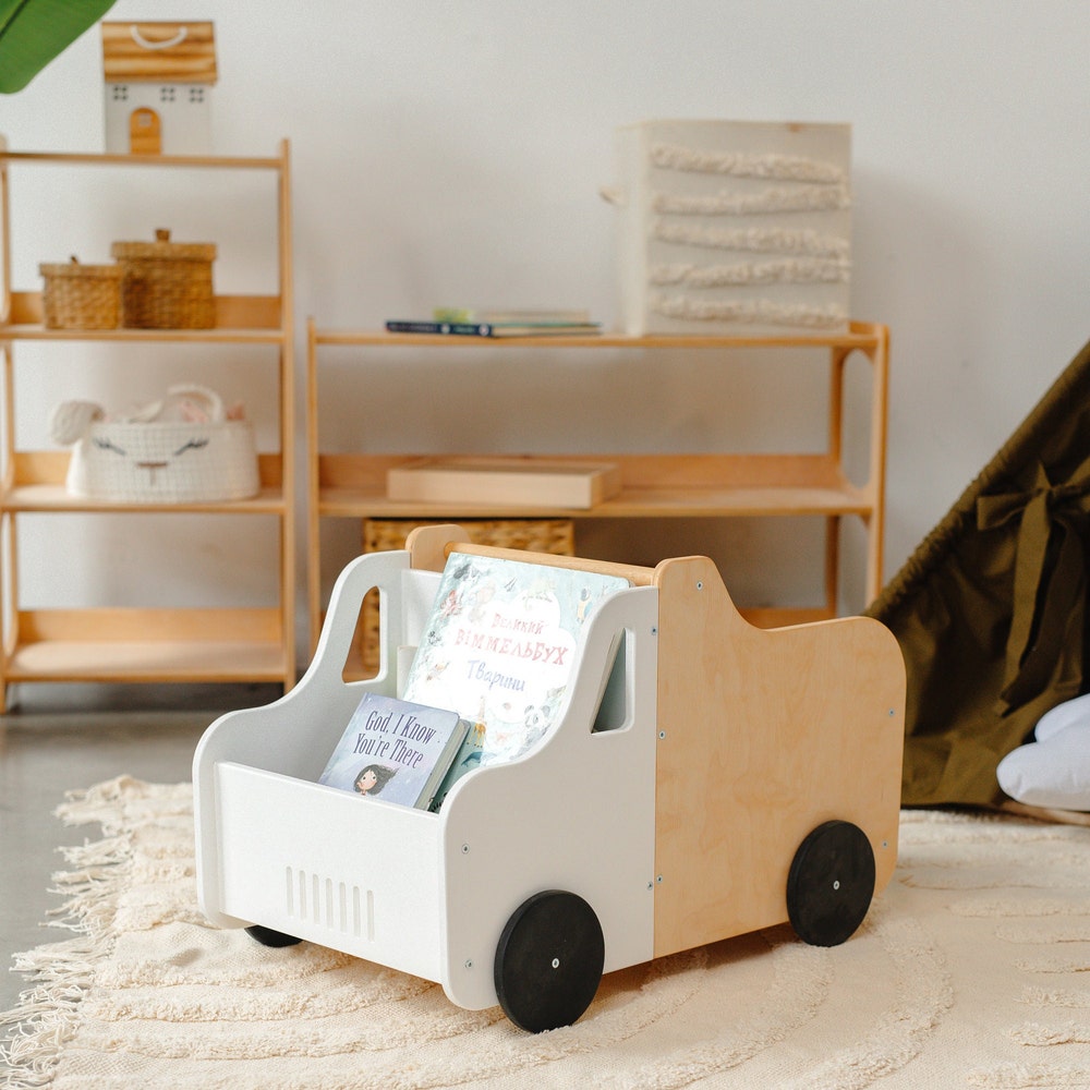 Toys Box Truck - Toddler Furniture, Montessori bookshelf, Baby Shower Gift, Playroom Storage, Nursery Organizer, First Christmas Present
