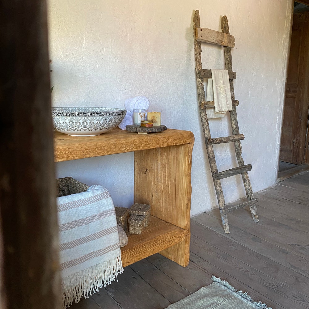 Bathroom Rustic Vanity, Reclaimed Wood Solid Bathroom Vanity, Live Edge Farmhouse Rustic Wood Decor, Counter Top Wood Table