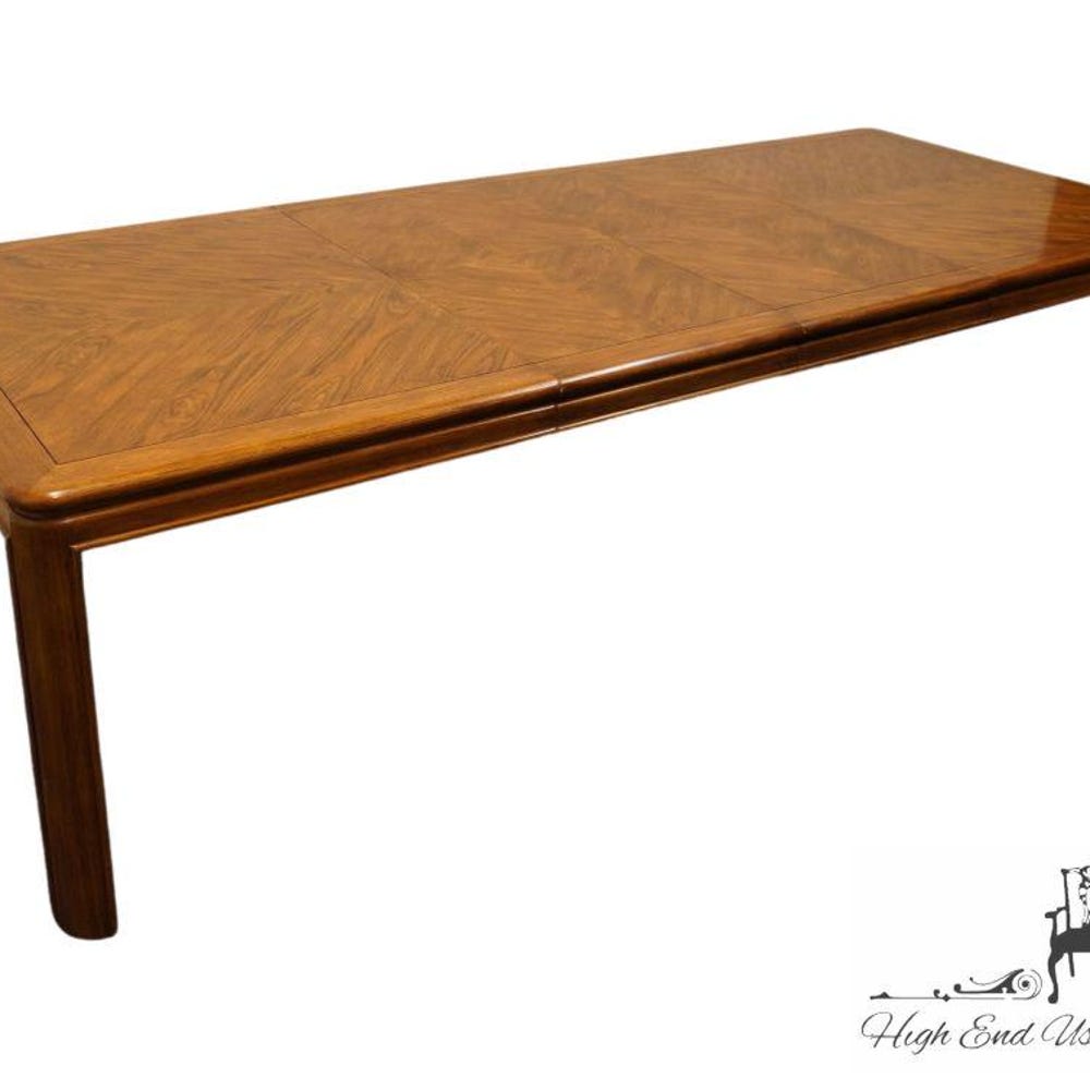 DREXEL FURNITURE Passage Collection Bookmatched Walnut Contemporary Asian Inspired 82" Dining Table 965-342