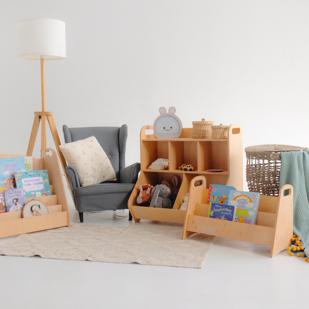 Classroom shelves, Nursery Storage, Playroom Decor, Toddler Bookshelf, Montessori furniture, Storage unit stuff, Preschool Toy display shelf