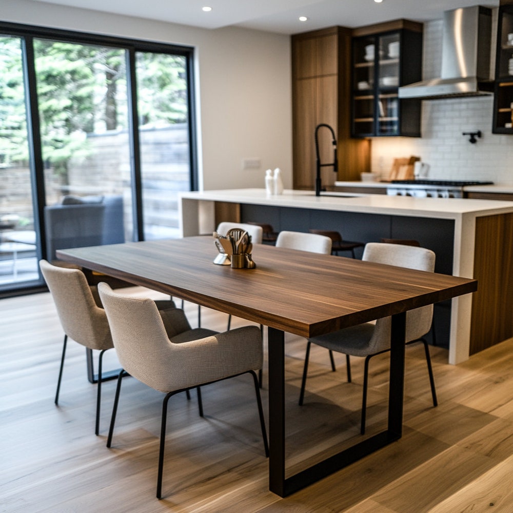 The Underhill Walnut Dining Table, Handcrafted Solid Wood Dining Table, Modern Style Kitchen Table
