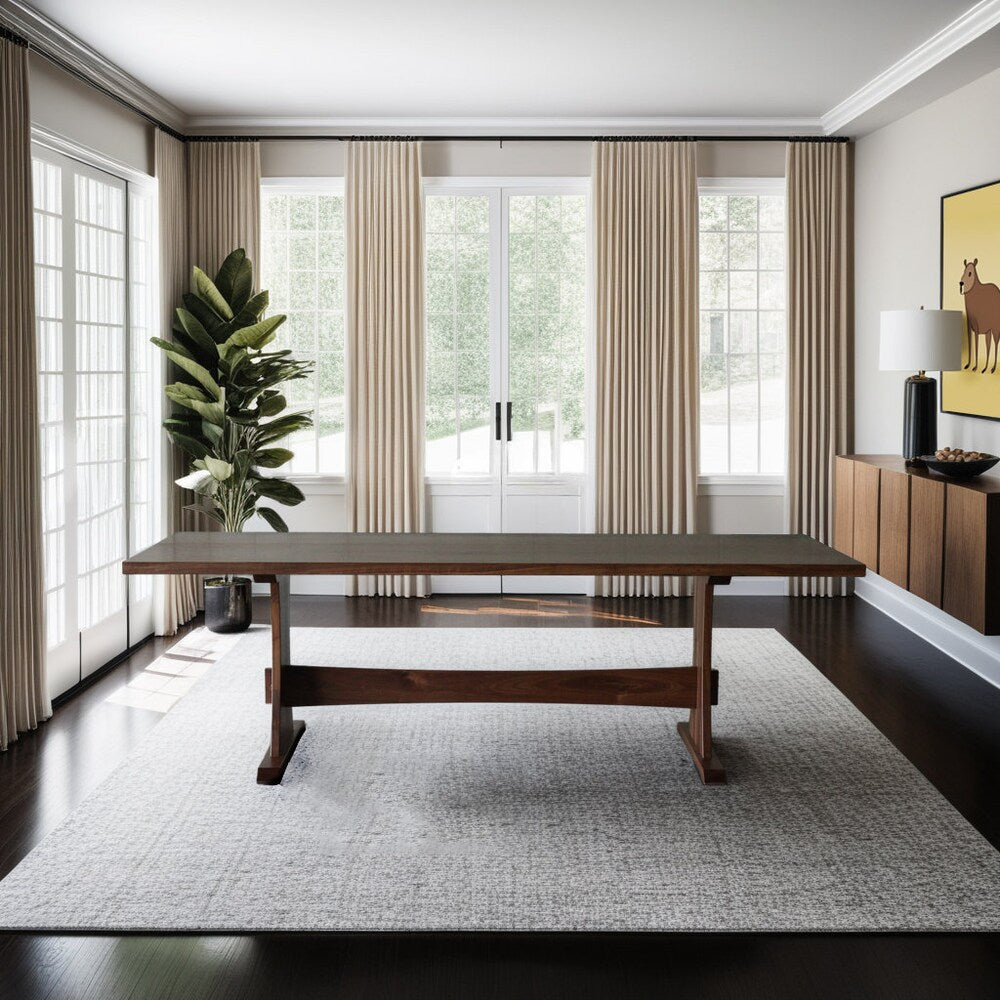 The Rowland Walnut Table, Trestle Dining Table, Family Size Trestle Table, Solid Wood Trestle Table