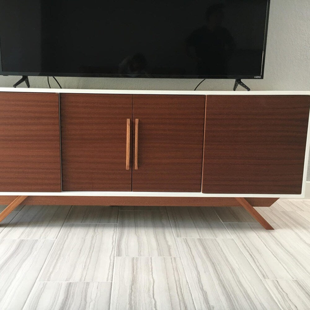72" Bespoke Media Console - 4 Door - White & Mahogany