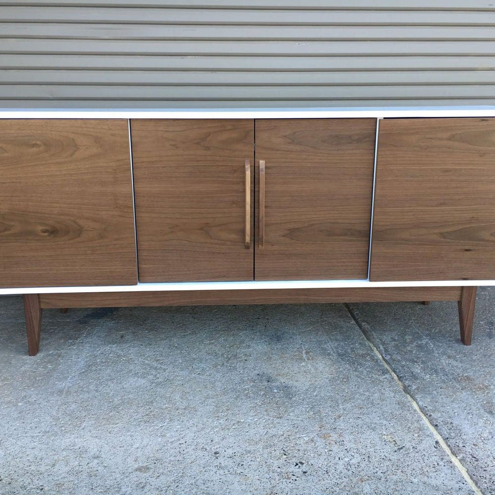 72" Bespoke Statement Credenza - 4 Doors, No Drawers - White & Walnut
