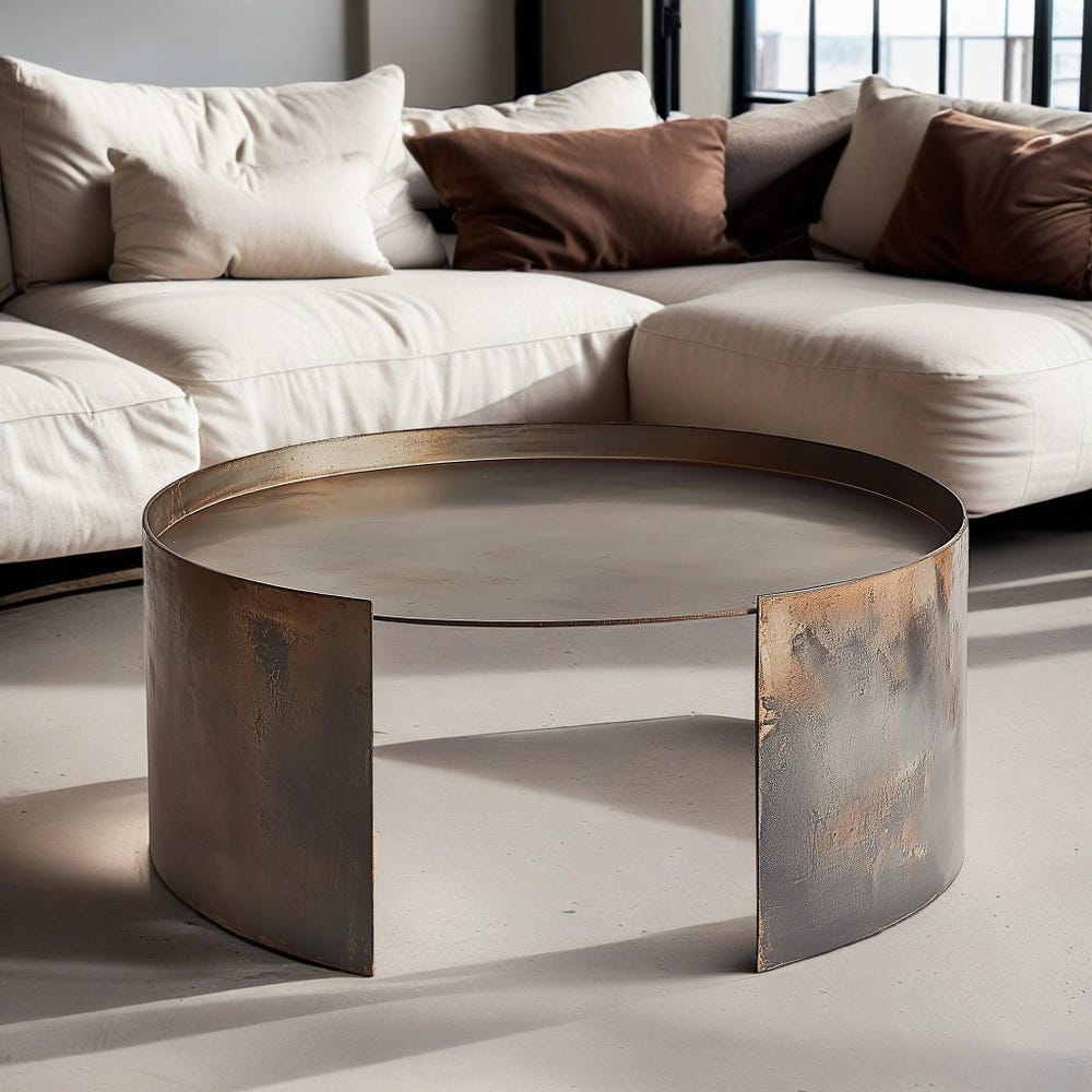 Drum Coffee Table, Metal Drum Table, Low Coffee Table, Modern Coffee Table, Metal Coffee Table