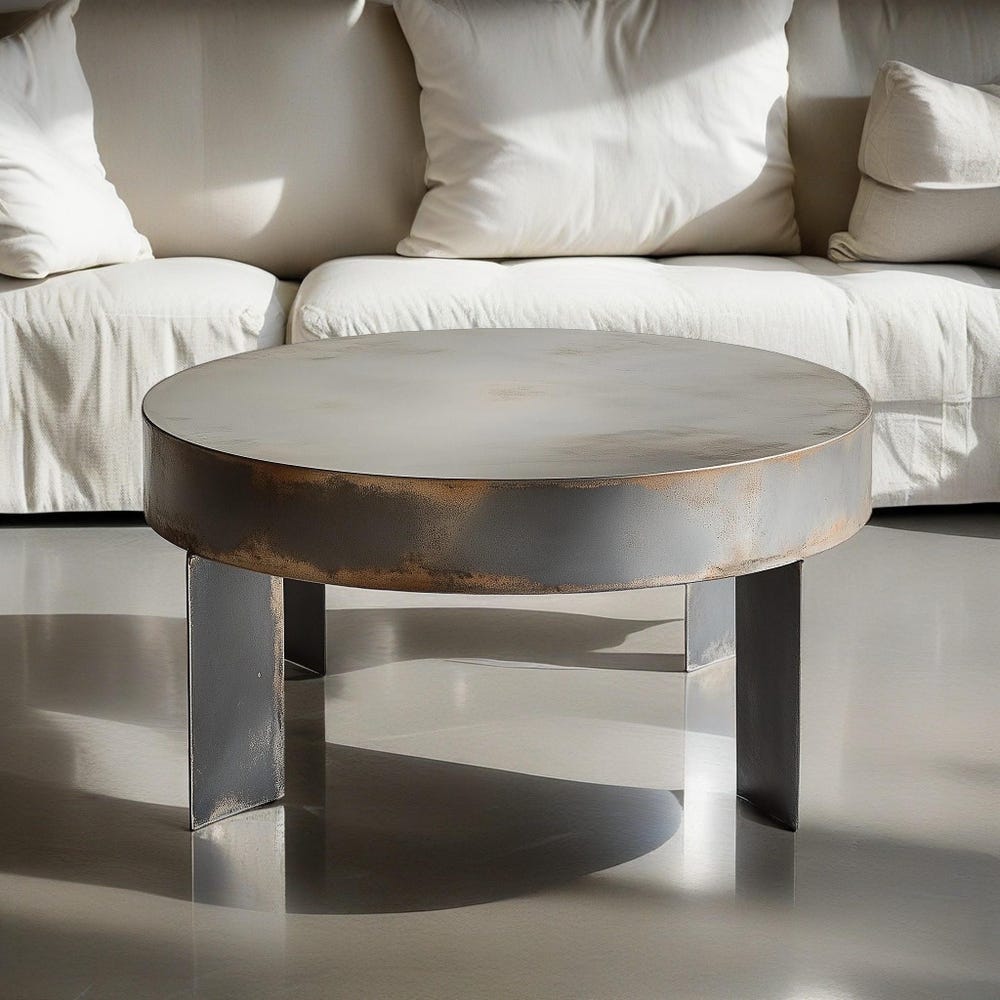Round Metal Coffee Table, Drum Coffee Table, Metal Drum Coffee Table, Low Coffee Table