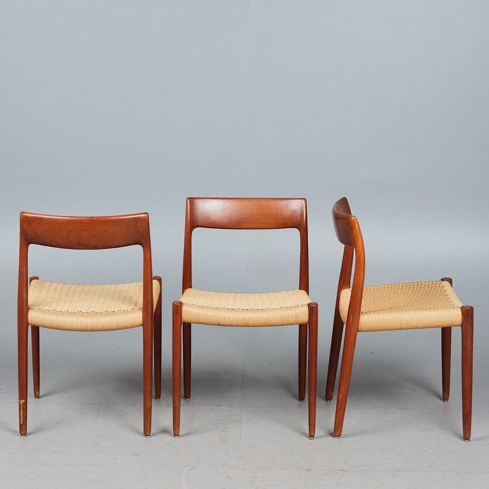 1 of 6 Niels Otto Møller chair Danish Teak Chairs, Model 77, 60s, Midcentury furniture, designer Dining Chair, Danish Style. scandi japandi