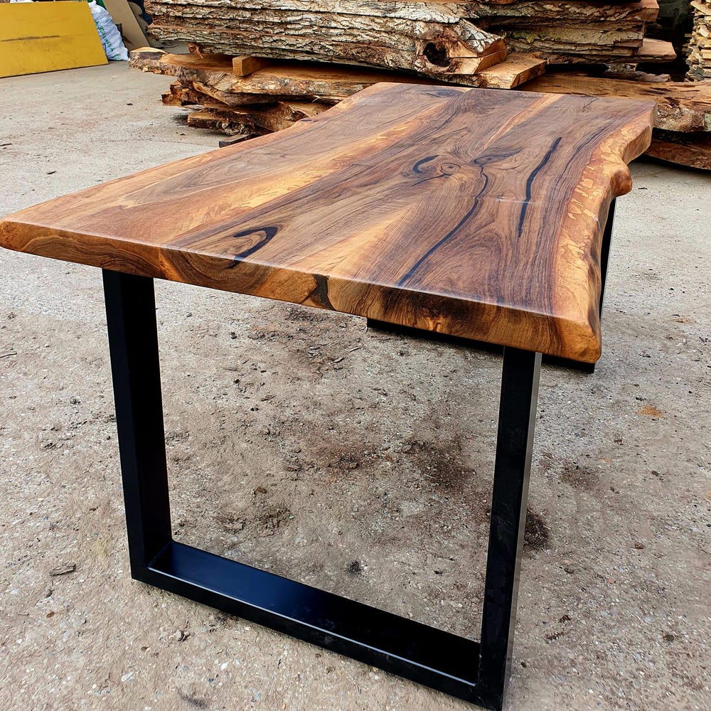 Walnut solid wood table top, live edge wooden dining table, reclaimed wood table, conference room table