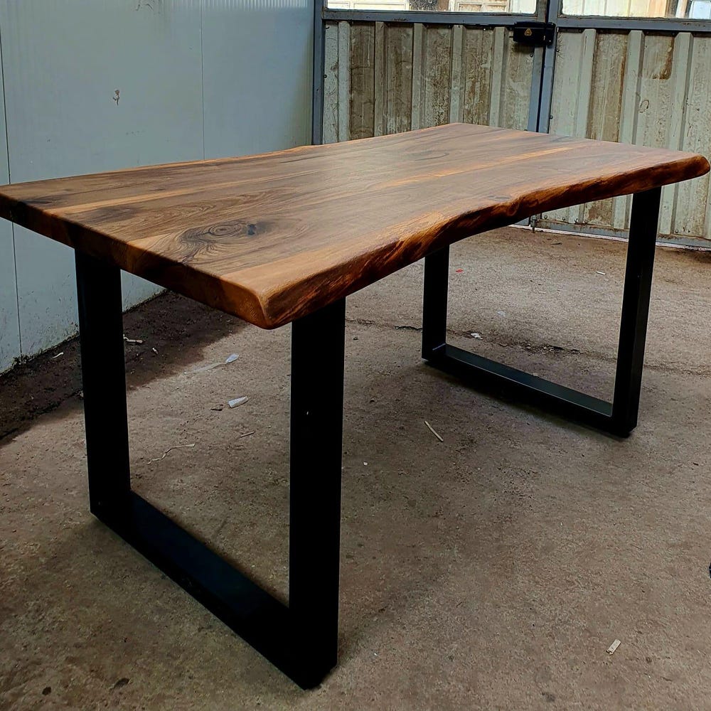 Walnut solid wood table top, live edge wooden dining table, reclaimed wood table, conference room table