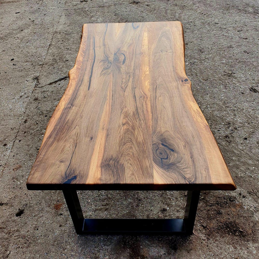Walnut solid wood table top, live edge wooden dining table, reclaimed wood table, conference room table