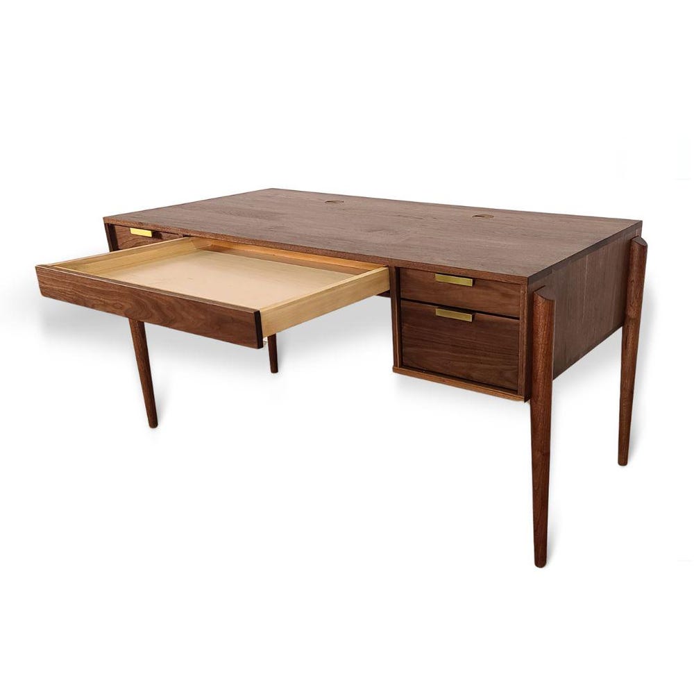 Apollo Solid Wood Executive Desk - Writing Desk, Office Computer Desk, Rustic Desk - Walnut, Cherry, Oak, and Maple Wood, Mid Century Modern