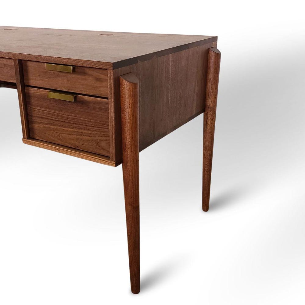 Apollo Solid Wood Executive Desk - Writing Desk, Office Computer Desk, Rustic Desk - Walnut, Cherry, Oak, and Maple Wood, Mid Century Modern