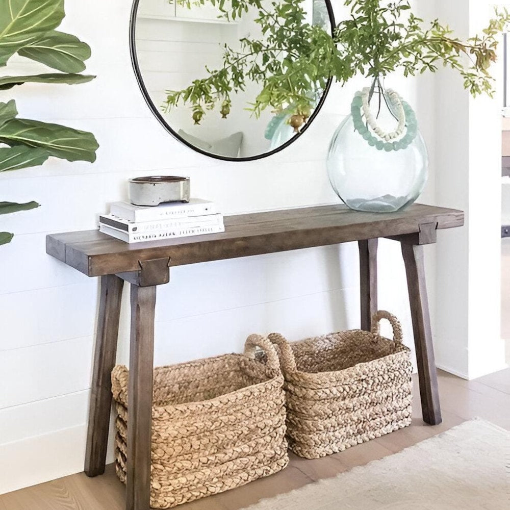 Console/sofa/Entrway table Rustic custom reclaimed Wood/Wooden/Solid/Live edge/slab luxury end/side/foyer/entry/kitchen/coffee/sehpa/ table