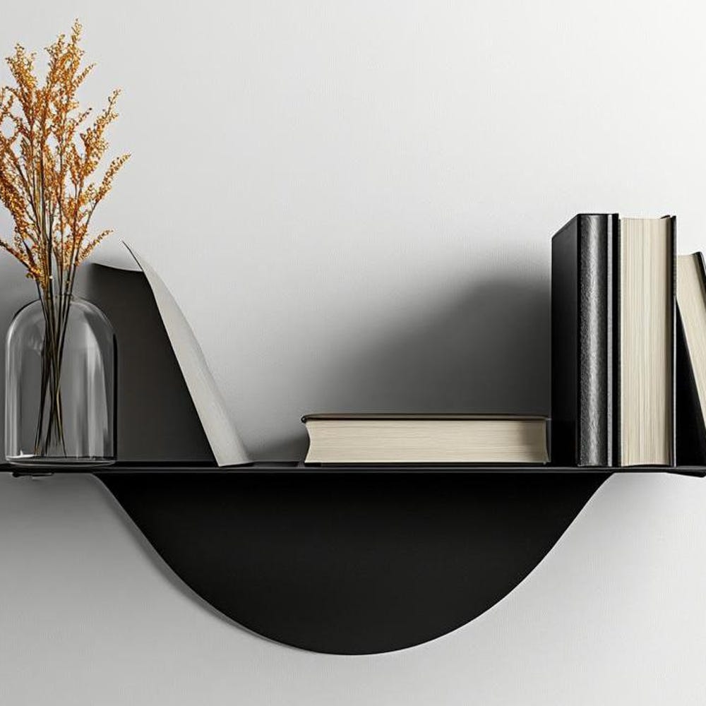 Metal Floating Shelf, Metal Modern Shelf, Black Bookshelf, Plant Shelf, Metal Plant Shelf, Modern Decor, Minimalist Shelf