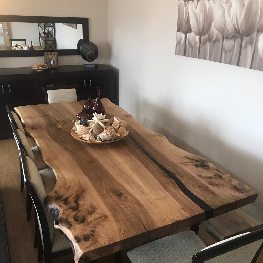 Walnut dine table, live edge dining table, handmade furniture desk, solid wood kitchen table