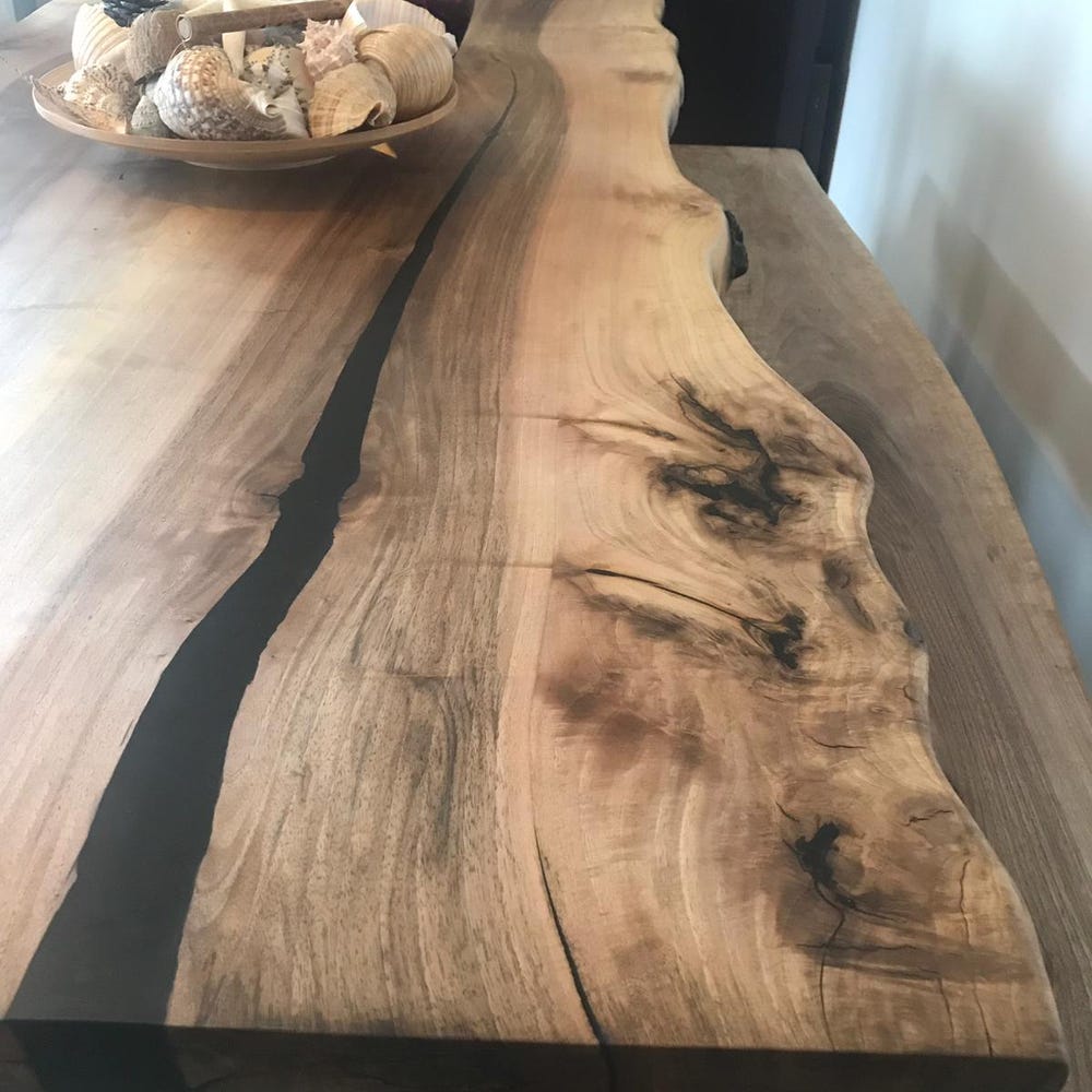 Walnut dine table, live edge dining table, handmade furniture desk, solid wood kitchen table