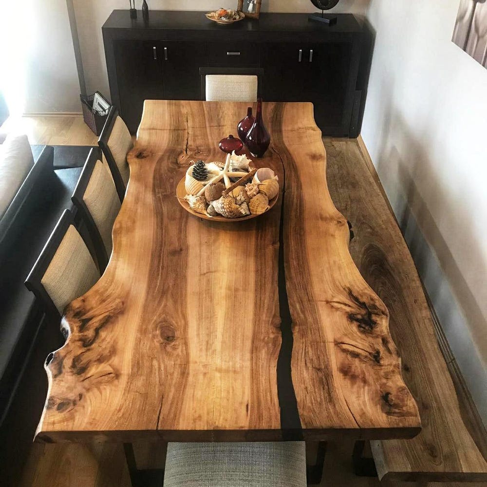 Walnut dine table, live edge dining table, handmade furniture desk, solid wood kitchen table