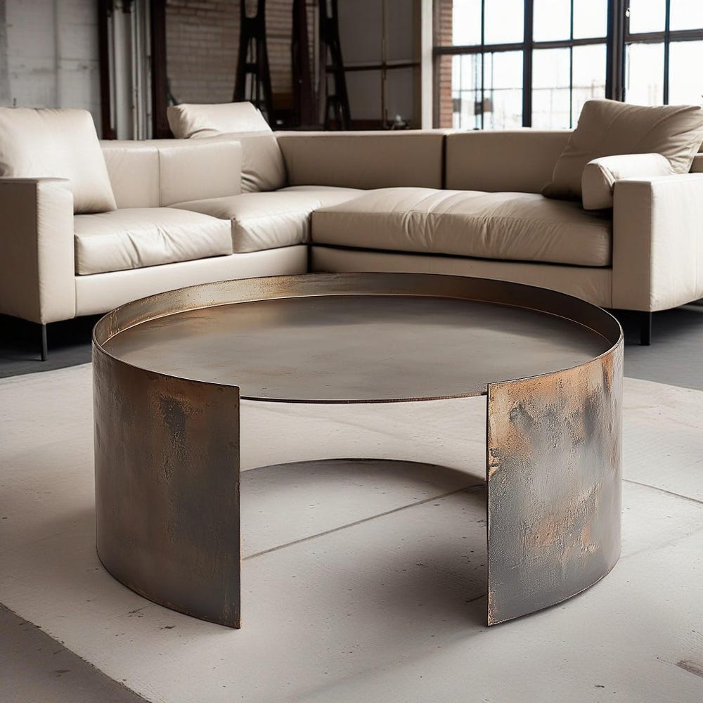 Drum Coffee Table, Metal Drum Table, Low Coffee Table, Modern Coffee Table, Metal Coffee Table