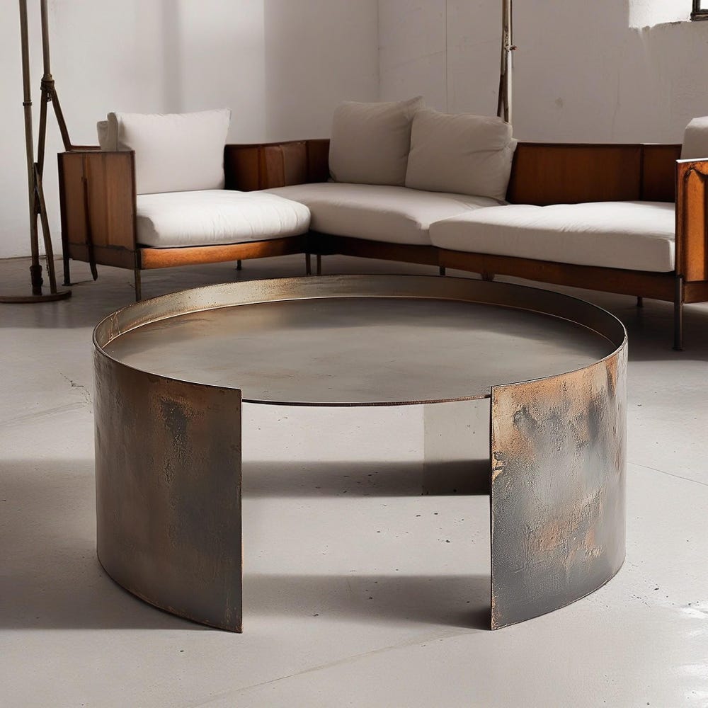 Drum Coffee Table, Metal Drum Table, Low Coffee Table, Modern Coffee Table, Metal Coffee Table