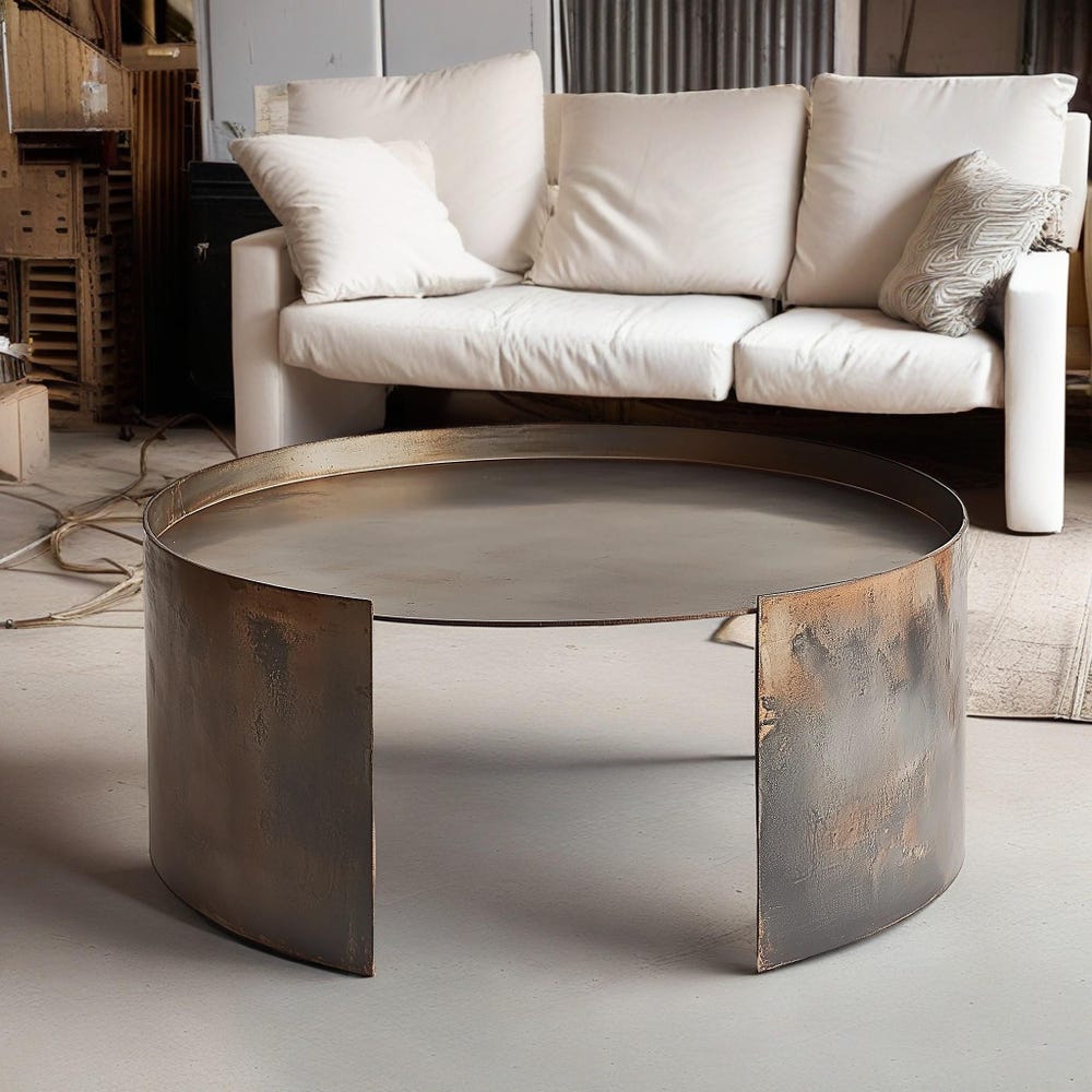 Drum Coffee Table, Metal Drum Table, Low Coffee Table, Modern Coffee Table, Metal Coffee Table