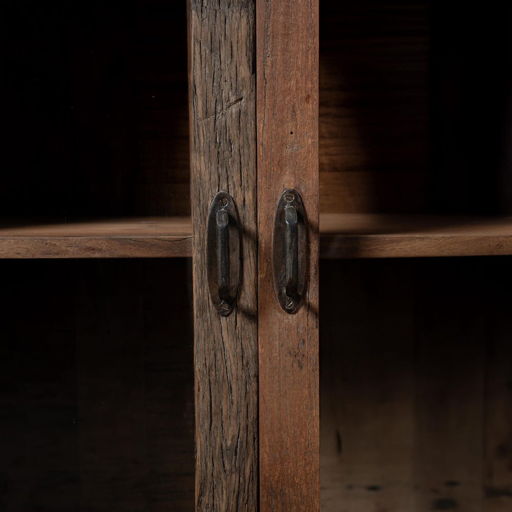 Vintage Weathered Wood Storage Cabinet for Kitchen & Home- Rustic Style Double Door Wooden Sideboard for entryway, Wine Storage Cabinet