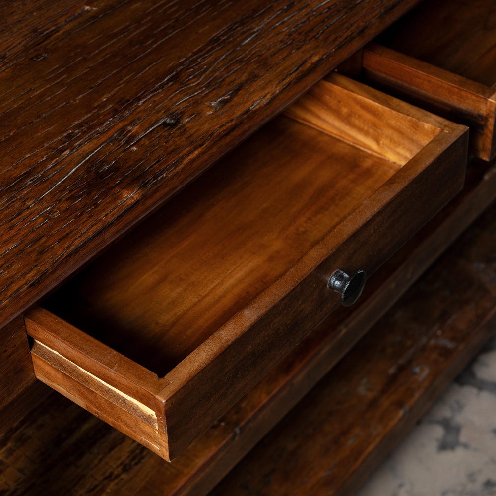Rustic Reclaimed Weathered Wood Console Table With Drawers- Solid Wood Console Table, Console Storage Table, Wood Entry Way Tables