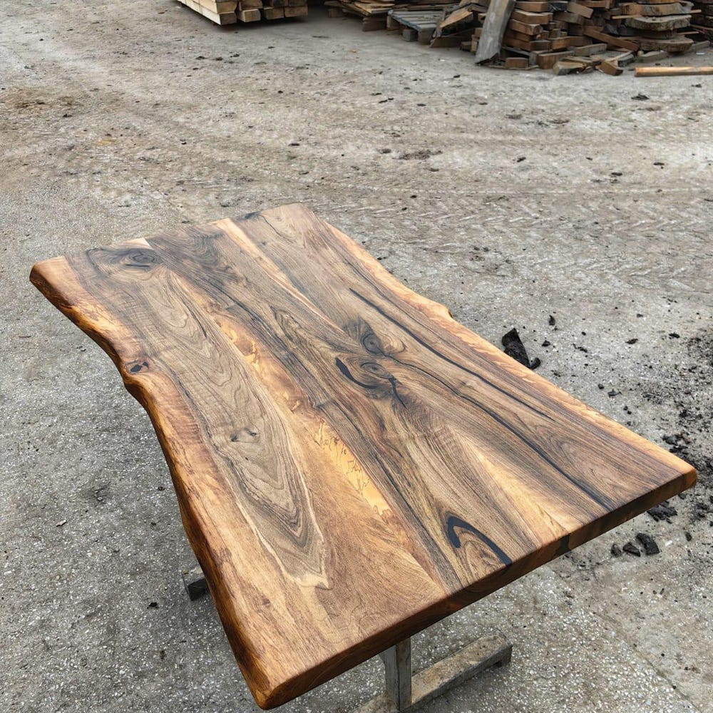 Walnut solid wood table top, live edge wooden dining table, reclaimed wood table, conference room table