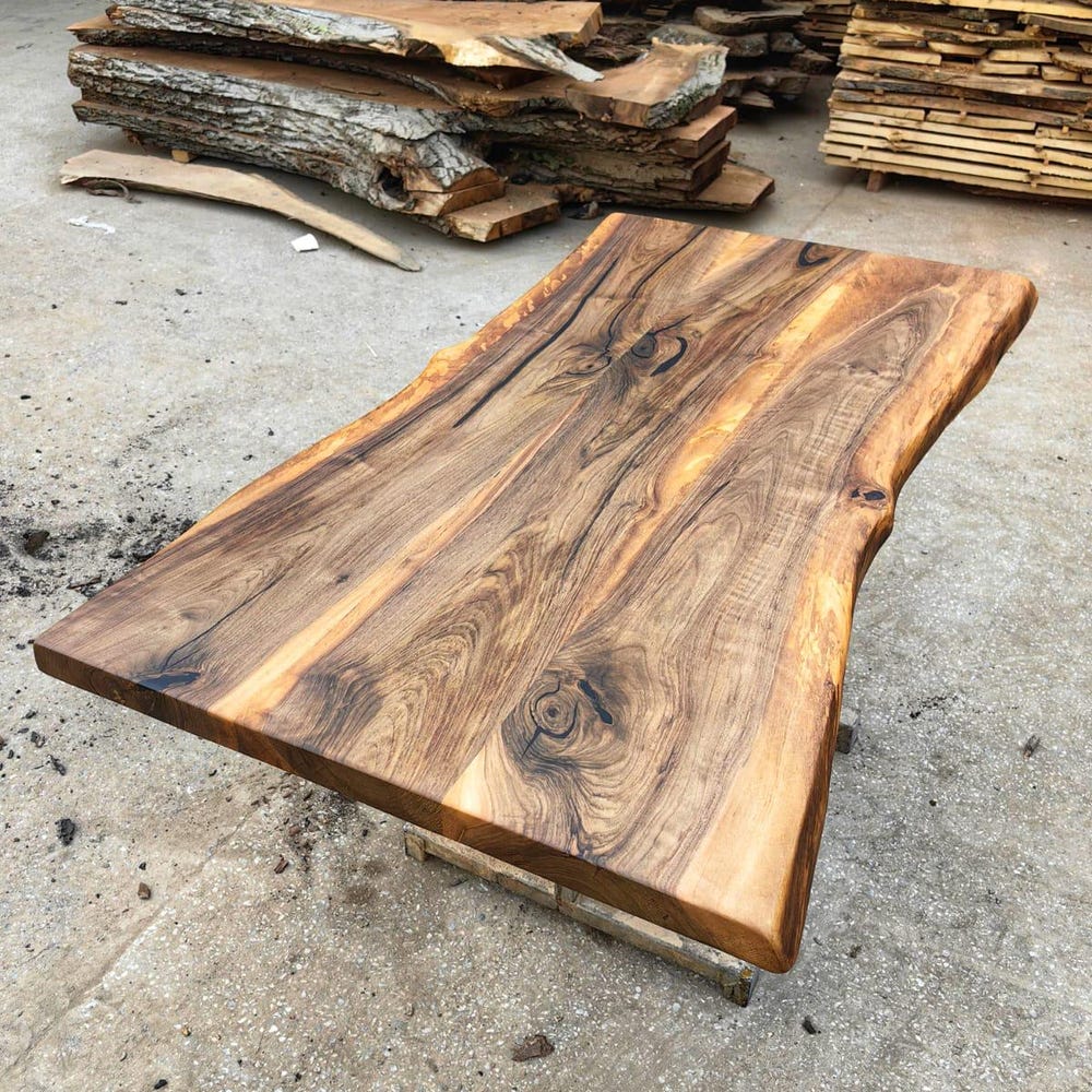 Walnut solid wood table top, live edge wooden dining table, reclaimed wood table, conference room table