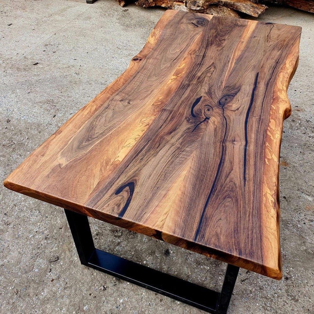 Walnut solid wood table top, live edge wooden dining table, reclaimed wood table, conference room table