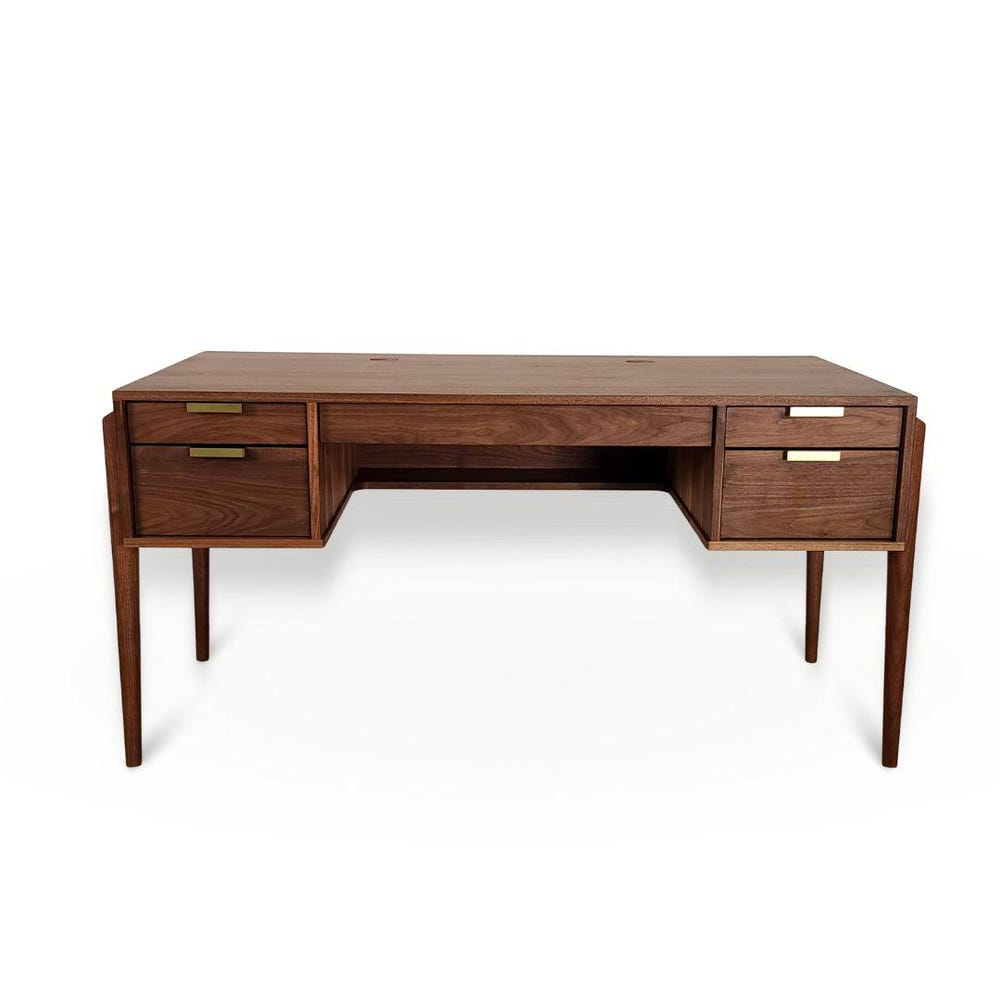 Apollo Solid Wood Executive Desk - Writing Desk, Office Computer Desk, Rustic Desk - Walnut, Cherry, Oak, and Maple Wood, Mid Century Modern