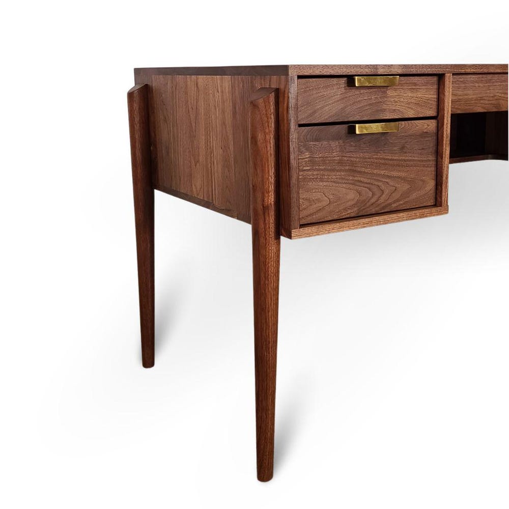 Apollo Solid Wood Executive Desk - Writing Desk, Office Computer Desk, Rustic Desk - Walnut, Cherry, Oak, and Maple Wood, Mid Century Modern
