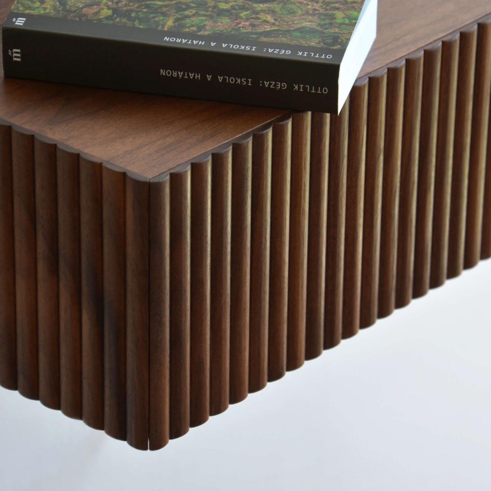 ALL-AROUND FLUTED floating nightstand - walnut