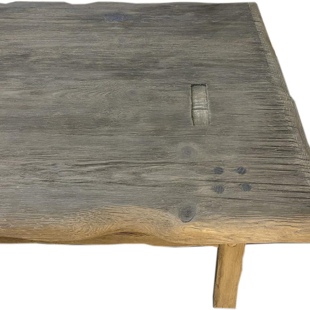 Custom Handmade Rustic Wooden Coffee Table - Farmhouse Style natural Live Edge Reclaimed Handcrafted solid rectangular wood table home decor