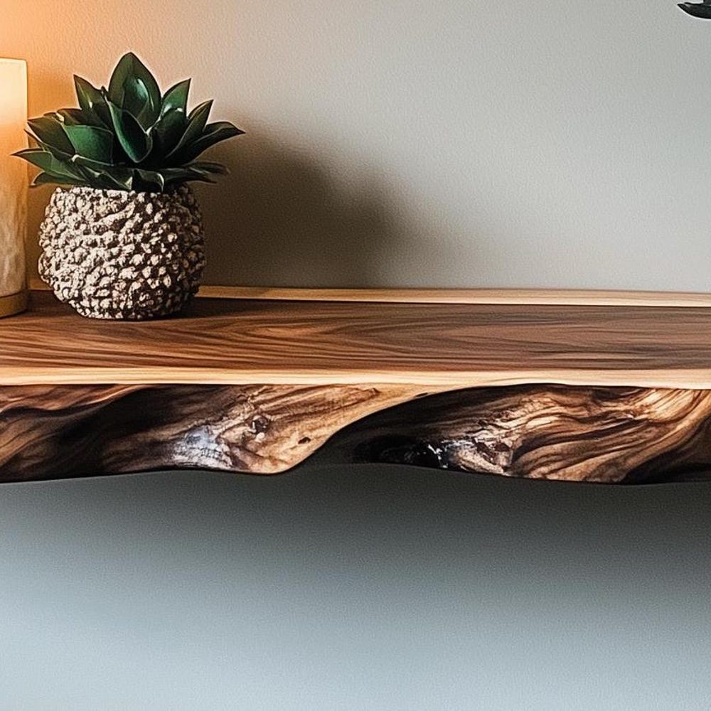 Live Edge Shelf, Wall Mount Shelf, Walnut Shelf, Wooden Shelf, Floating Wooden Shelf, Wall Shelves