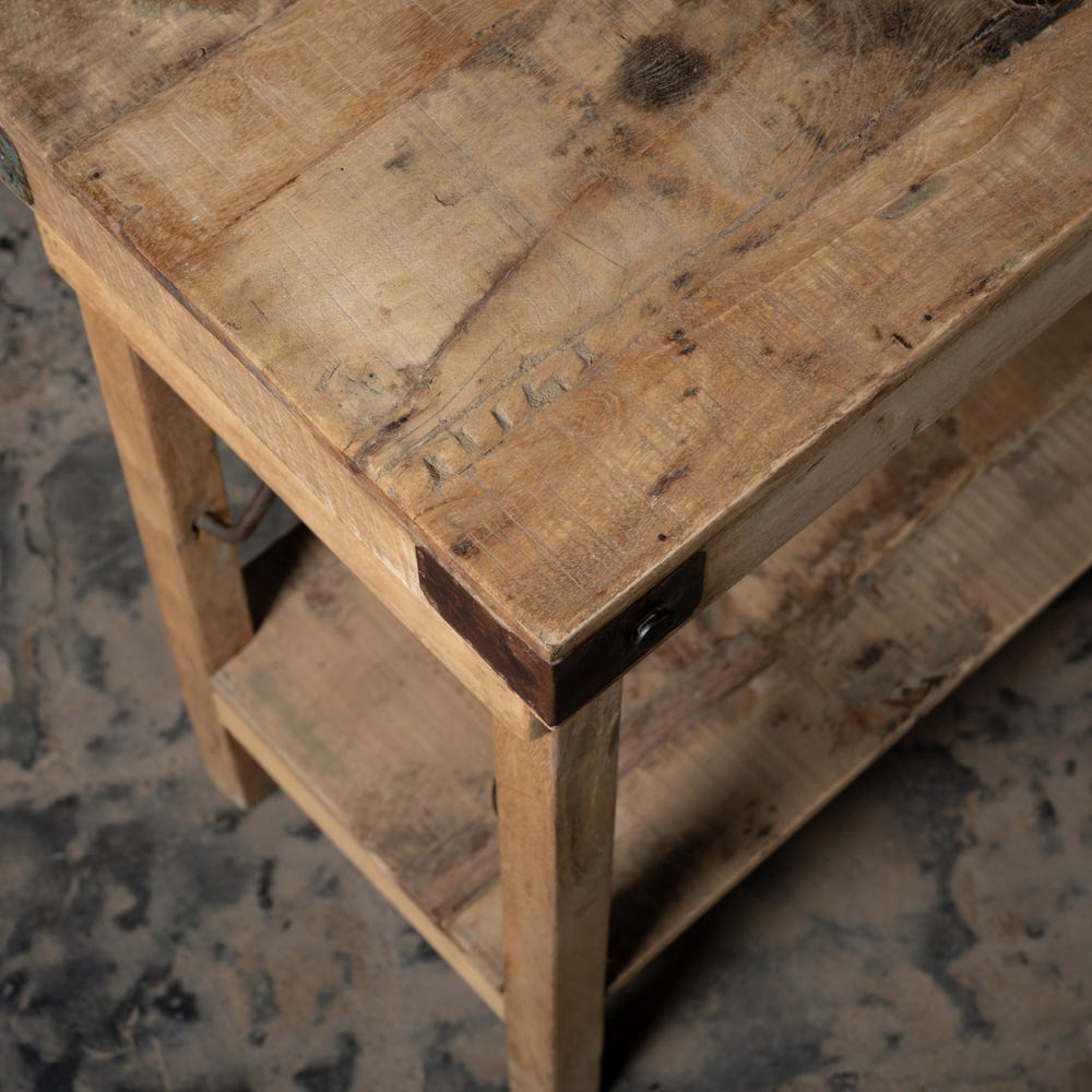 Vintage reclaimed wooden console table with self | Entry way console | living room console with folding shelf | Vintage and antique Finish.