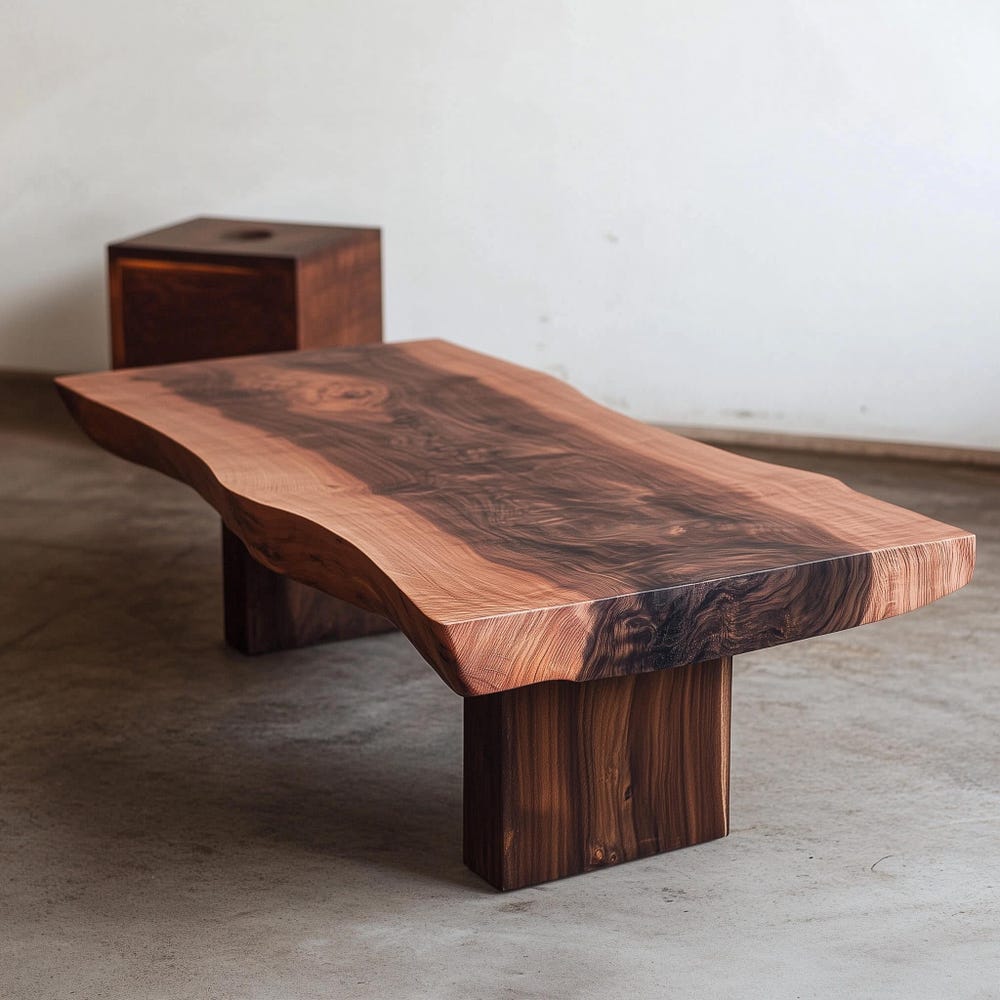 Walnut Live Edge Coffee Table, Center Coffee Table, Rustic Decor, Coffee Table