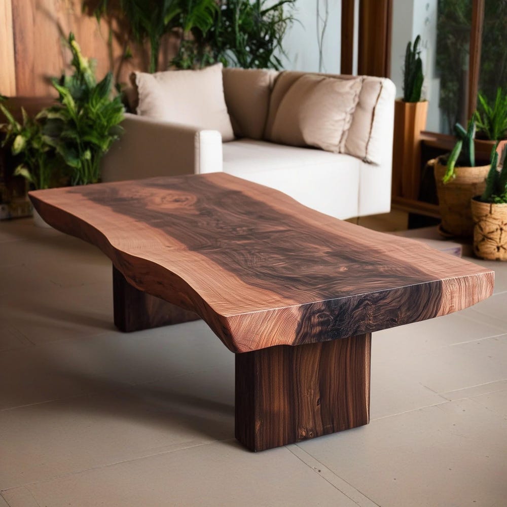 Walnut Live Edge Coffee Table, Center Coffee Table, Rustic Decor, Coffee Table