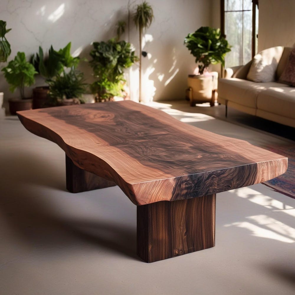 Walnut Live Edge Coffee Table, Center Coffee Table, Rustic Decor, Coffee Table