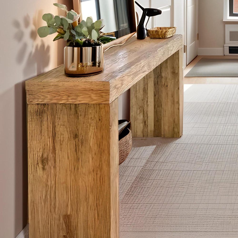 Custom Rustic Wooden Console Table – Handmade Farmhouse Live Edge Solid Wood Entryway Hallway Dresser – Narrow Handcrafted for Living Room