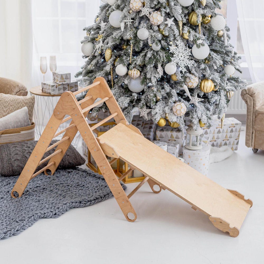 Toddler Climber Set - Foldable Triangle Arch Ramp - Montessori Furniture, First Christmas Gift, 1st birthday idea, Indoor gym for kids