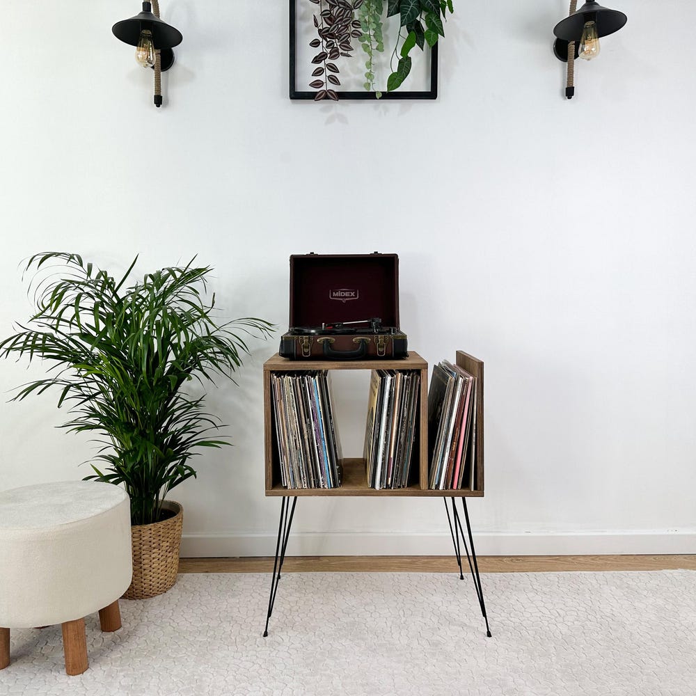Vinyl Console, Wood Record Player Table, Record Player Console