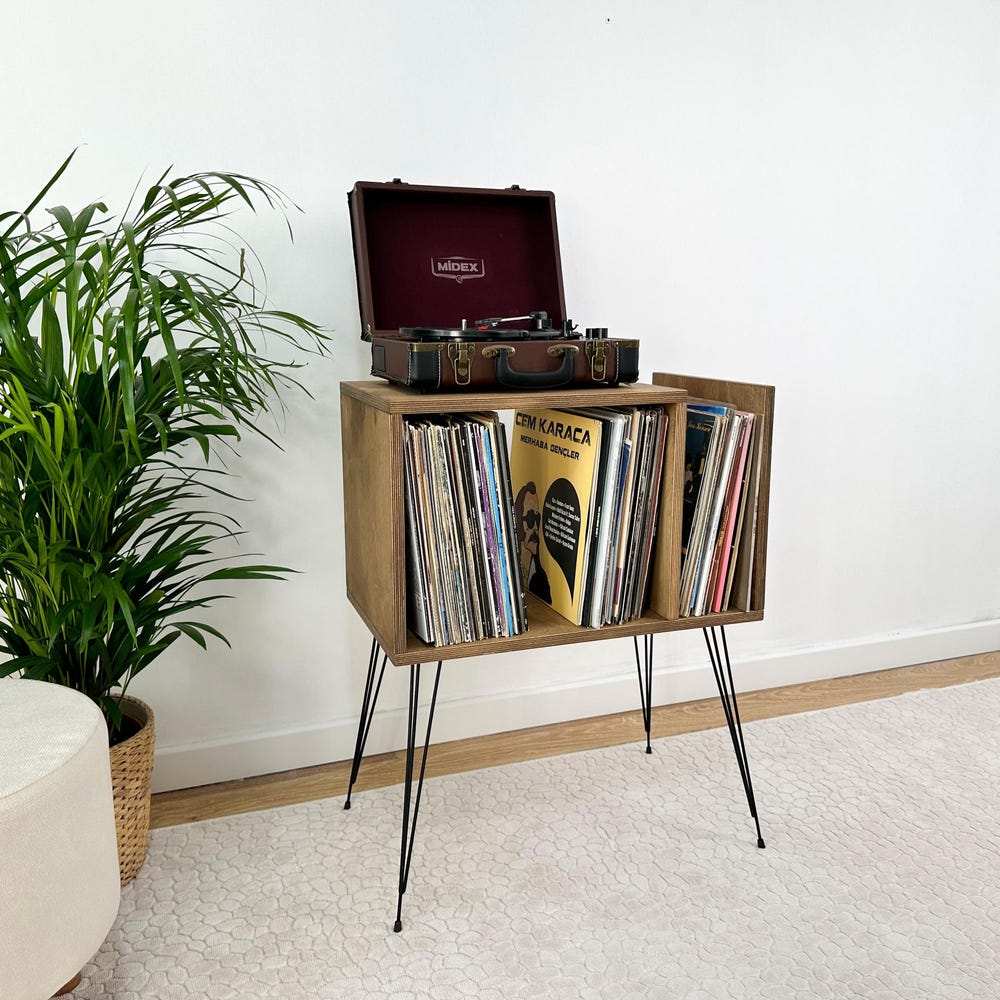 Vinyl Console, Wood Record Player Table, Record Player Console