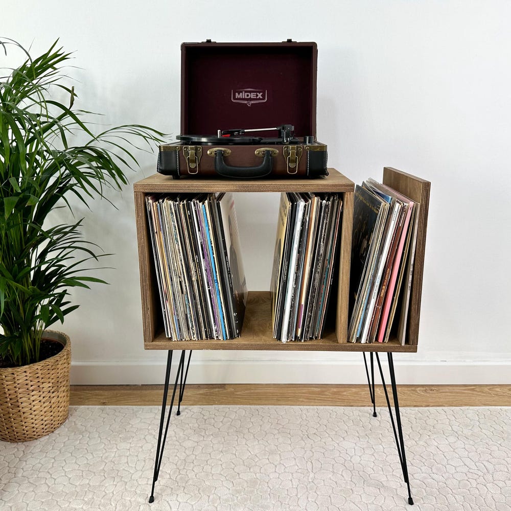 Vinyl Console, Wood Record Player Table, Record Player Console