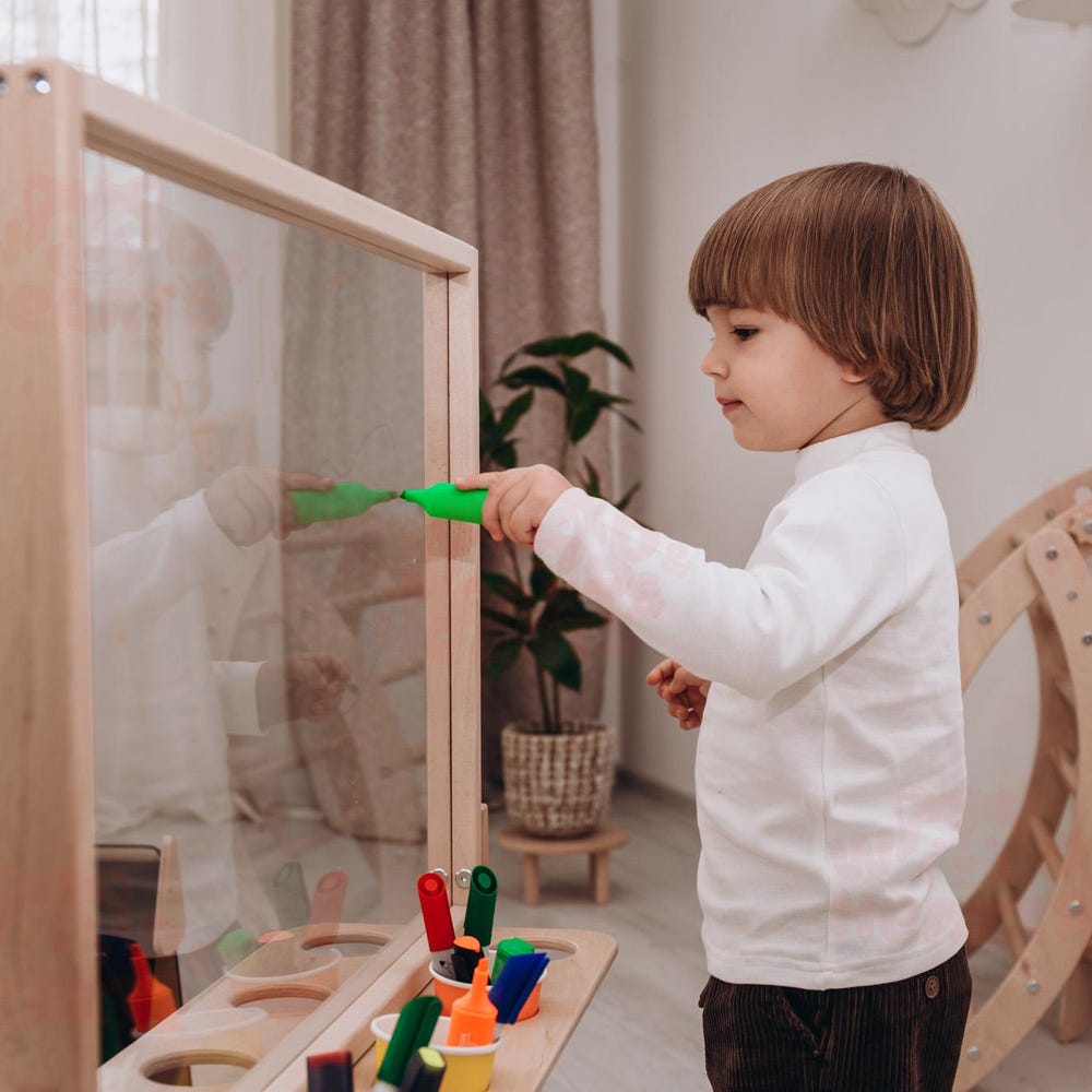 Acrylic Paint Stand for Kids, Double Sided Indoor Easel, Acrylic Toddler Art Easel, Wipe Off Easel, Art Display, Free Standing Art Board