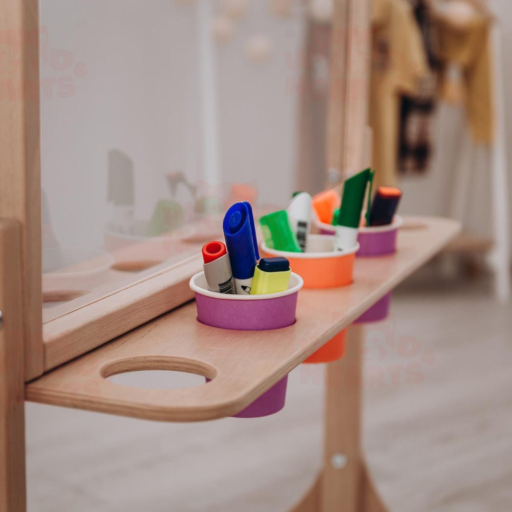 Acrylic Paint Stand for Kids, Double Sided Indoor Easel, Acrylic Toddler Art Easel, Wipe Off Easel, Art Display, Free Standing Art Board
