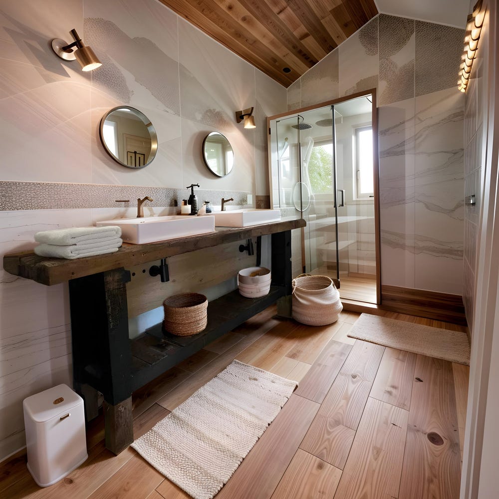 Custom Handmade Rustic Wooden Bathroom Vanity - Farmhouse Style Sink Shelf with Live Edge Reclaimed Handcrafted cabinet Wood Country Style