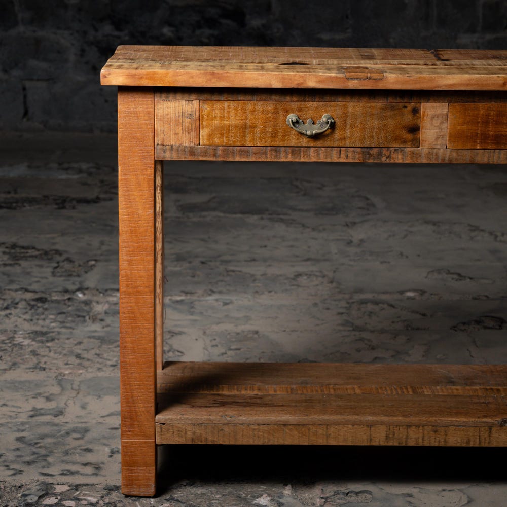 Vintage reclaimed wood console table With Drawers and Shelf | Farmhouse Console table | Antique Style Finish | Vintage entryway Console
