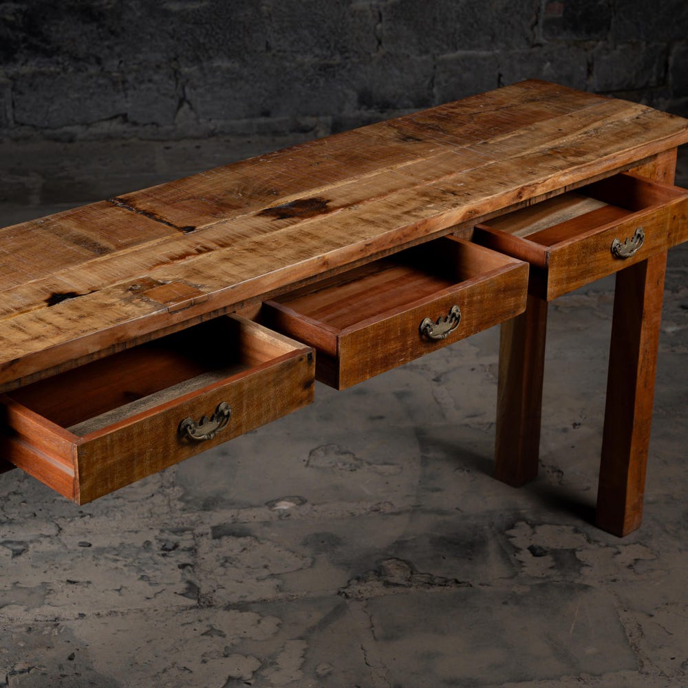 Vintage reclaimed wood console table With Drawers | Farmhouse Console table | Antique Style Finish | Vintage entryway Console with Drawers